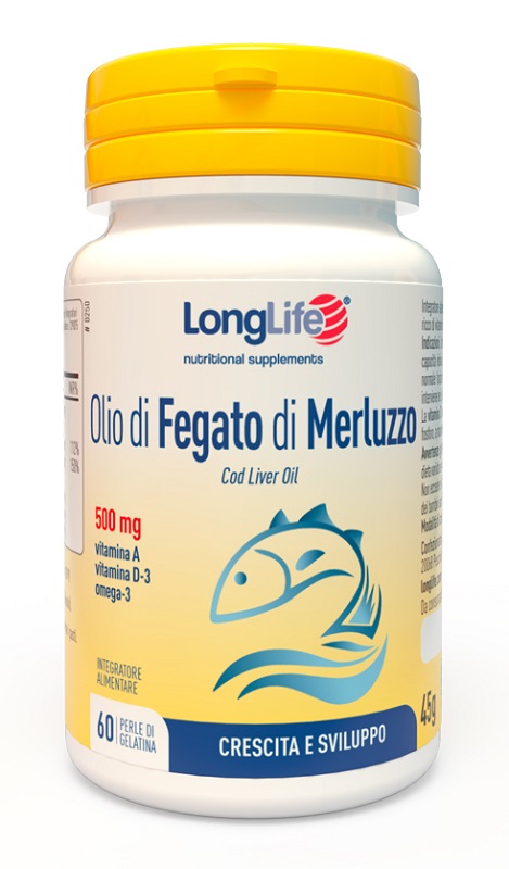 LONGLIFE OLIO FEGATO MERLUZZO 500 MG 60 PERLE IN GELATINA - Magnumfarma.it