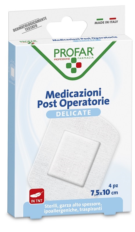 MEDICAZIONE POST OPERATORIA STERILE GARZA ANTIADERENTE 7,5X10 CM 4 PEZZI PROFAR - Magnumfarma.it