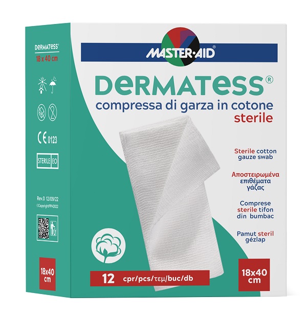 GARZA COMPRESSA MASTER-AID DERMATESS COTONE 18X40CM 12 PEZZI - Magnumfarma.it