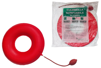 CIAMBELLA GONFIABILE PER INVALIDI IN GOMMA ROSSA TEAM DELUXE CON POMPA 43CM DIAMETRO - Magnumfarma.it