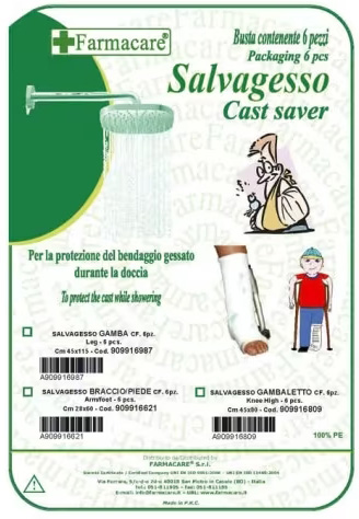 SALVAGESSO PER GAMBALETTO UTILE PER LA PROTEZIONE DEL GESSO DURANTE LA DOCCIA 6 PEZZI - Magnumfarma.it