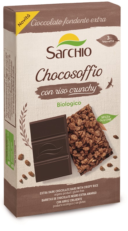CHOCOSOFFIO BARRETTA CIOCCOLATO FONDENTE EXTRA E RISO CROCCANTE 3 PEZZI DA 25 G - Magnumfarma.it