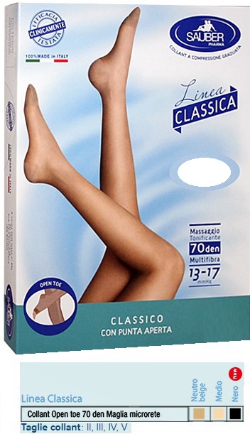 SAUBER COLLANT OPEN TOE MAGLIA MICRORETE 70 DEN COLORE NEUTRO BEIGE 4 LINEA CLASSICA - Magnumfarma.it