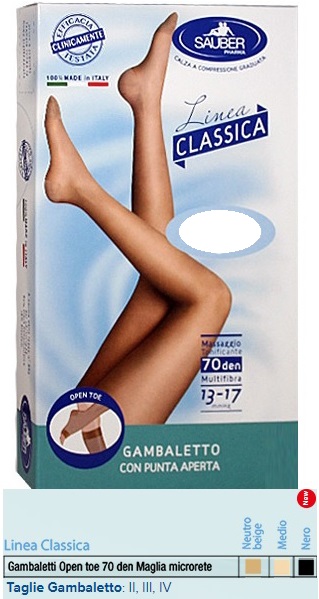 SAUBER GAMBALETTO OPEN TOE MAGLIA MICRORETE 70 DEN COLORE MEDIO TAGLIA 3 LINEA CLASSICA - Magnumfarma.it