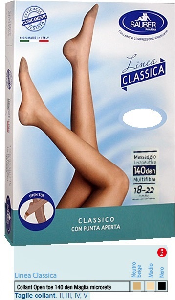 SAUBER COLLANT OPEN TOE MAGLIA MICRORETE 140 DEN COLORE MEDIO 4 LINEA CLASSICA - Magnumfarma.it