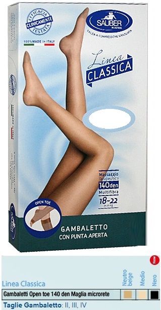 SAUBER GAMBALETTO OPEN TOE MAGLIA MICRORETE 140 DEN COLORE NEUTRO BEIGE TAGLIA 4 LINEA CLASSICA - Magnumfarma.it