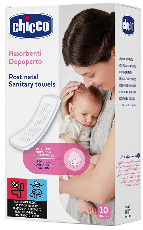 CHICCO MAMMA DONNA ASSORBENTI POSTPARTO COTONE 10 PEZZI - Magnumfarma.it