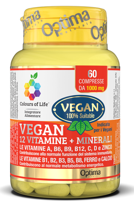 COLOURS OF LIFE VEGAN 12 VITAMINE + 3 MINERALI 60 COMPRESSE - Magnumfarma.it