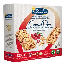 PIACERI MEDITERRANEI CEREALORO BARRETTA DI RISO CON MAIS E MIRTILLI ROSSI 6 PEZZI DA 21,5 G - Magnumfarma.it