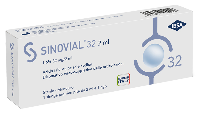 SIRINGA INTRA-ARTICOLARE SINOVIAL 32 ACIDO IALURONICO SALE SODICO 1,6% 32MG/2ML 2ML + AGO 21 GAUGE - Magnumfarma.it