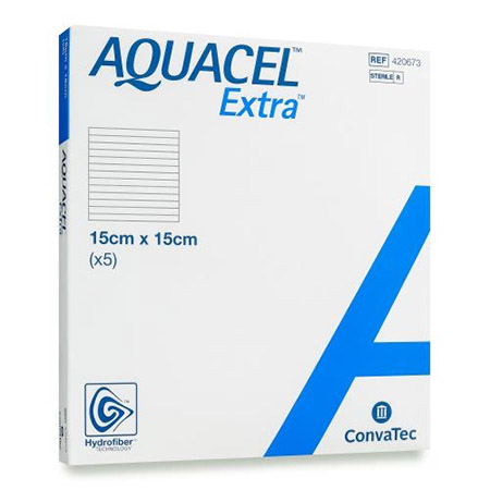 MEDICAZIONE IN TECNOLOGIA HYDROFIBER IN CARBOSSIMETILCELLULOSA SODICA E CELLULOSA RIGENERATA AQUACEL EXTRA 15X15 CM 5 PEZZI - Magnumfarma.it