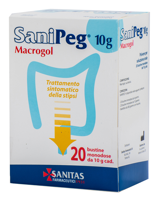 SANIPEG MACROGOL POLVERE PER SOLUZIONE ORALE 20 BUSTE DA 10 G - Magnumfarma.it