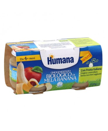 HUMANA OMOGENEIZZATO MELA/BANANA BIO 2 VASETTI 100 G - Magnumfarma.it
