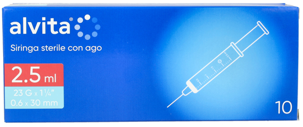 SIRINGA PER INFUSIONE E IRRIGAZIONE ALVITA 2,5 ML CON AGO 23 GAUGE 1 1/4 0,6X30MM 10 PEZZI - Magnumfarma.it