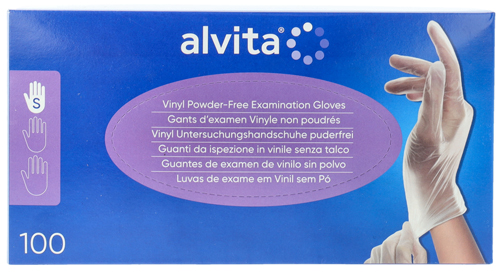 GUANTI DA ISPEZIONE ALVITA IN VINILE SENZA TALCO S 100 PEZZI - Magnumfarma.it