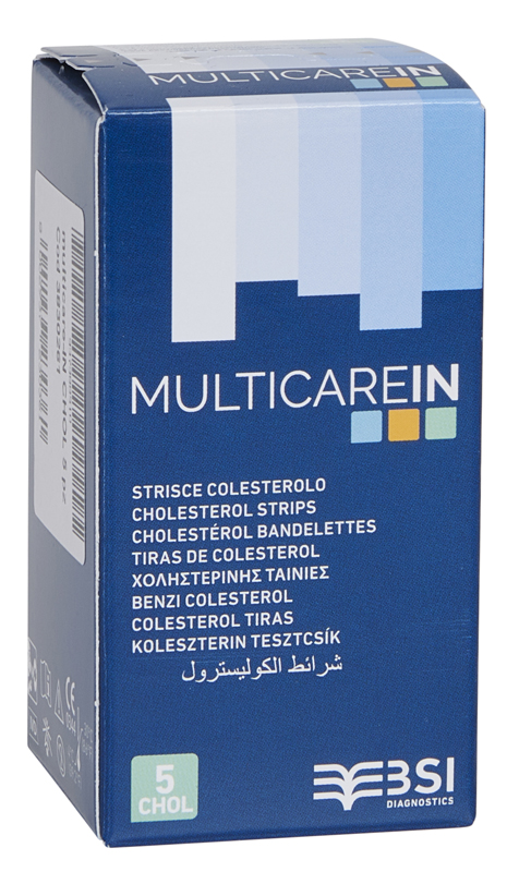 TEST COLESTEROLEMIA MULTICARE IN COLESTEROLO IN STRISCE CON ASPIRAZIONE CAPILLARE 5 PEZZI - Magnumfarma.it