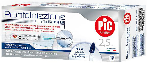 SIRINGA PIC SOLUTION PRONTO INIEZIONE 2,5 ML AGO GAUGE 23 1 1/4 10 PEZZI - Magnumfarma.it