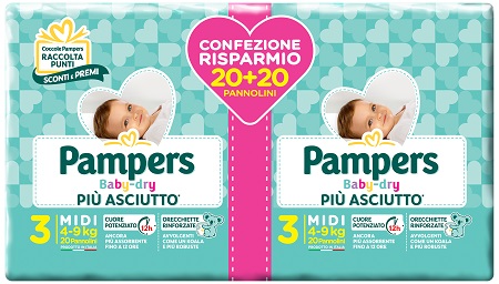 PAMPERS BABY DRY DUO DOWNCOUNT MIDI 40 PEZZI - Magnumfarma.it