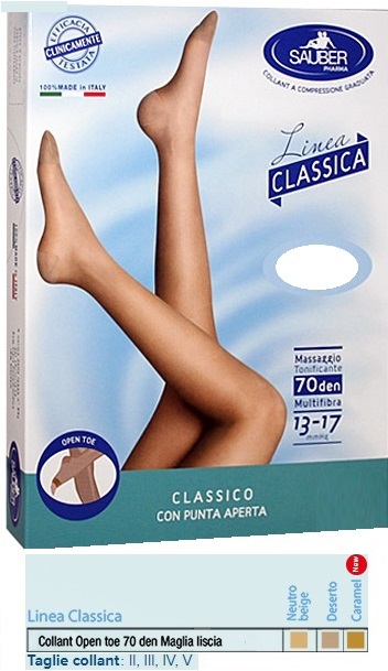 SAUBER COLLANT OPEN TOE MAGLIA LISCIA 70 DEN COLORE NEUTRO BEIGE TAGLIA 3 LINEA CLASSICA - Magnumfarma.it