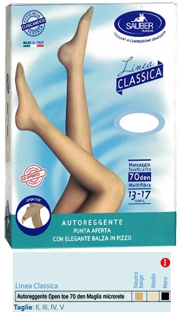 SAUBER AUTOREGGENTE OPEN TOE MAGLIA MICRORETE 70 DEN COLORE NEUTRO BEIGE TAGLIA 5 LINEA CLASSICA - Magnumfarma.it