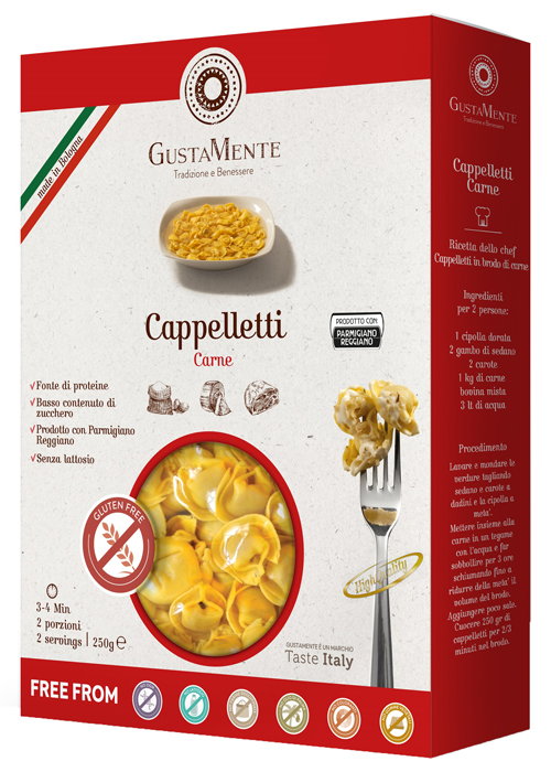 GUSTAMENTE CAPPELLETTI CARNE PASTA ALL'UOVO RIPIENA 250 G - Magnumfarma.it
