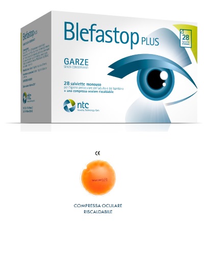 BLEFASTOP PLUS GARZA IN COTONE PIEGATA CON FILO DI BARIO 28 SALVIETTE MONOUSO + 1 COMPRESSA OCULARE RISCALDABILE - Magnumfarma.it
