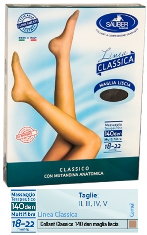 SAUBER CLASSICO COLLANT 140 DENARI MAGLIA LISCIA CAMEL 3 - Magnumfarma.it