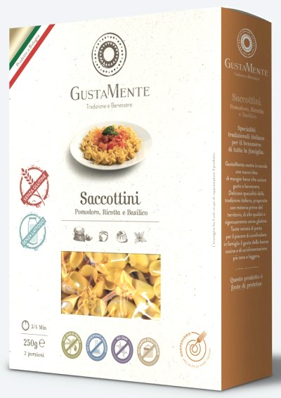 GUSTAMENTE SACCOTTINI POMODORI RICOTTA E BASILICO SENZA GLUTINE 250 G - Magnumfarma.it