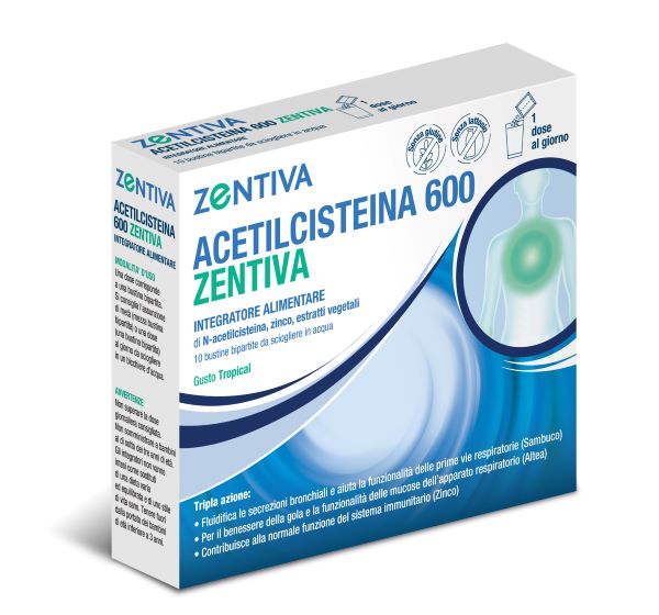 ACETILCISTEINA 600 ZENTIVA 10 BUSTINE BIPARTITE GUSTO TROPICAL - Magnumfarma.it