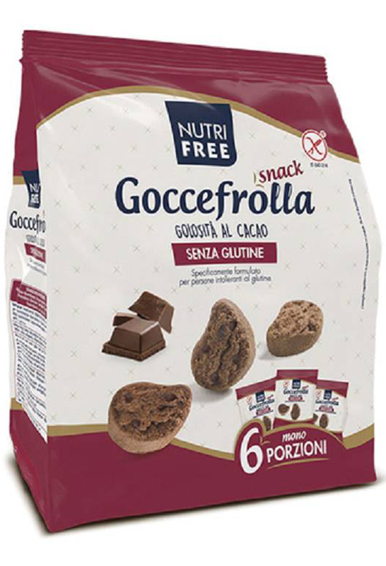 NUTRIFREE GOCCEFROLLA SNACK GOLOSITA' AL CACAO SENZA LATTOSIO 6 MONOPORZIONI DA 40 G - Magnumfarma.it