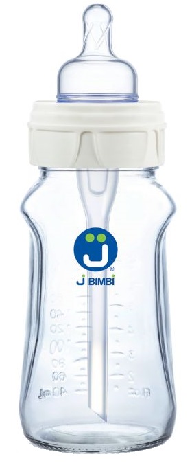 J BIMBI BFREE SUPER GLASS 260 ML BIBERON IN VETRO CON CANULA ANTICOLICHE E TETTARELLA IN SILICONE - Magnumfarma.it