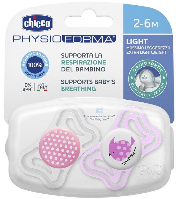 CHICCO SUCCHIETTO LIGHT GIRL SILICONE 2-6 MESI 2 PEZZI - Magnumfarma.it